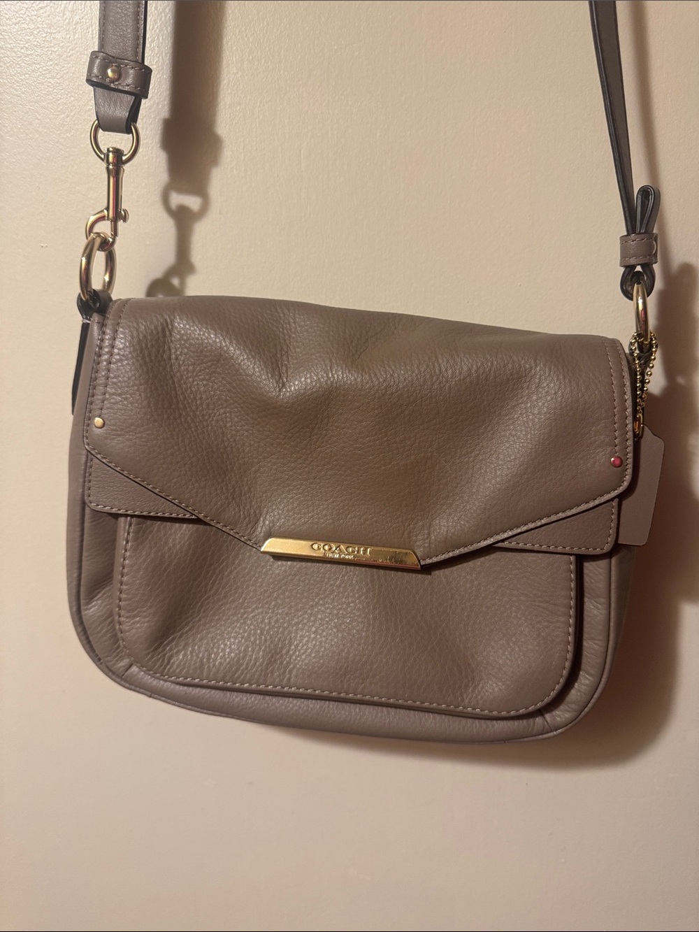 Coach Taupe Crossbody with Gold Accent